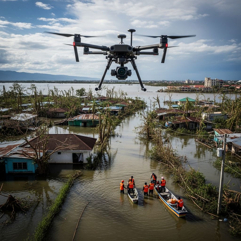 How unmanned aerial vehicles are transforming emergency communications and rescue operations in typhoon-prone regions.