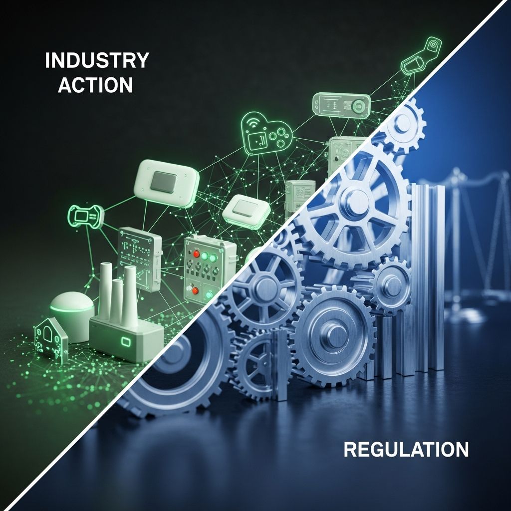 Exploring whether self-regulation by tech firms or government mandates will secure the exploding Internet of Things ecosystem.