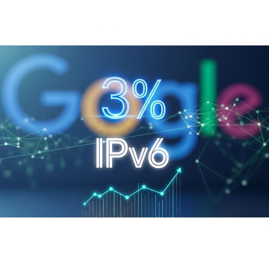 Google's IPv6 user stats surge past 3% in under 5 months, signaling accelerating global adoption and network evolution.