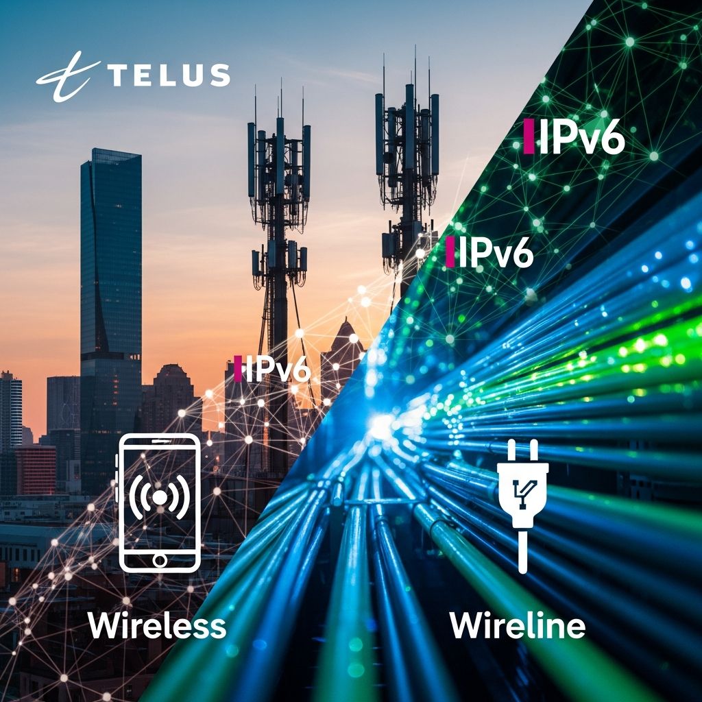 Exploring TELUS's IPv6 deployment across wireline and wireless networks, revealing key statistics on adoption rates and traffic patterns.
