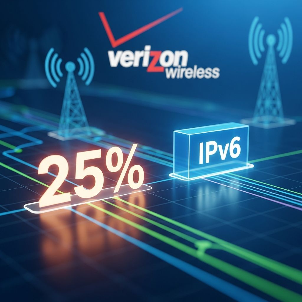 Verizon Wireless Hits 25% IPv6 Traffic Milestone Explore how Verizon Wireless pioneered IPv6 adoption in mobile networks, reaching over 25% traffic and paving the way for modern internet evolution.
